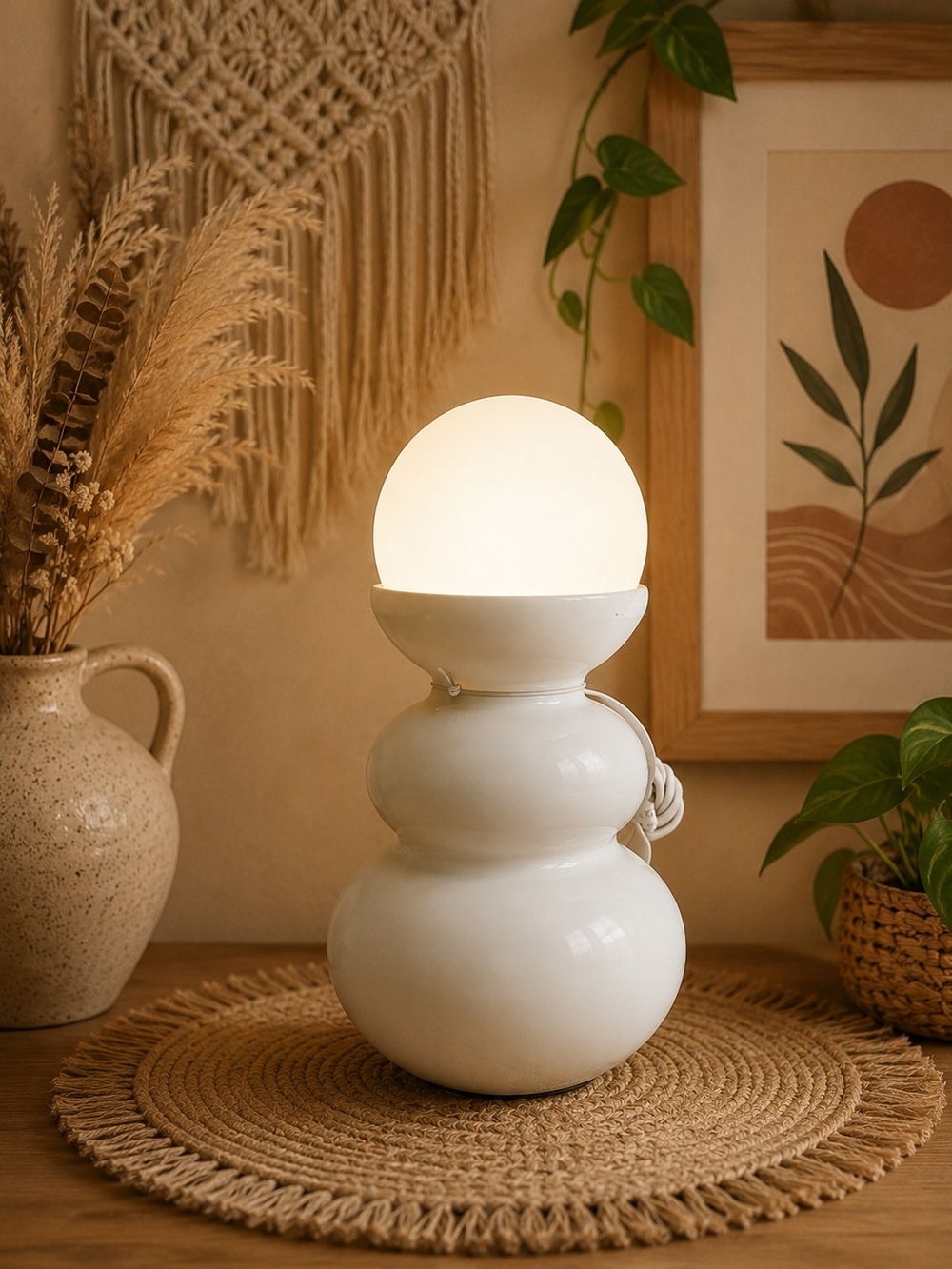 Room Essentials White Rechargeable 10" Table Lamp with Globe Shade